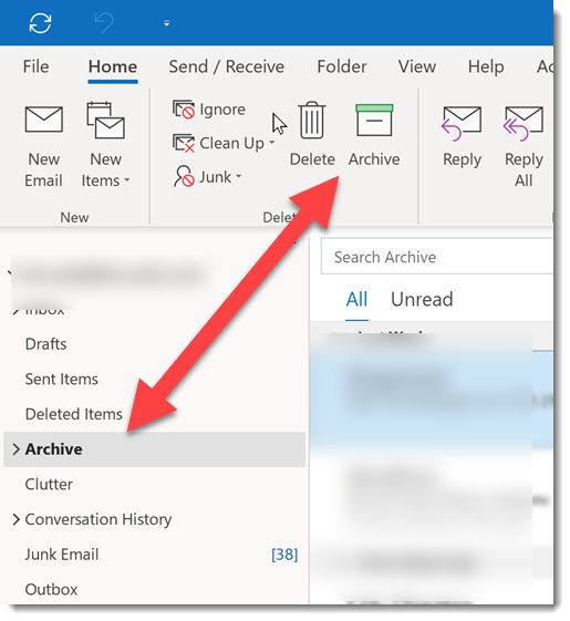 outlook archive folder 