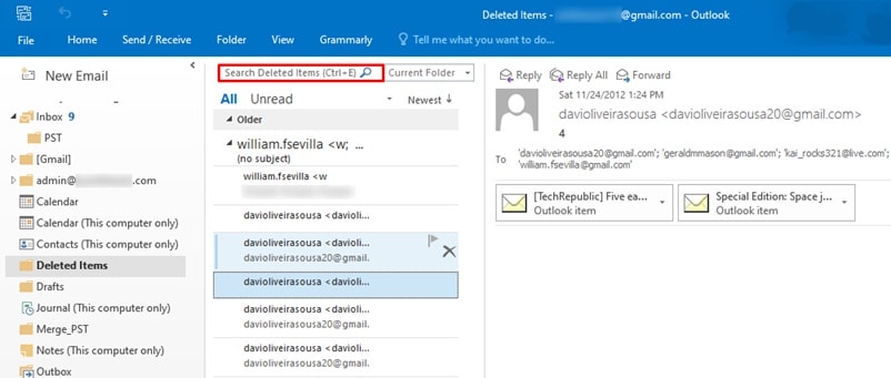 deleted items folder 