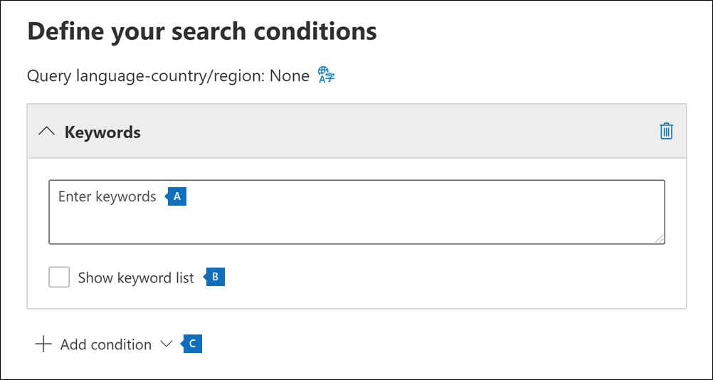 define search conditions 