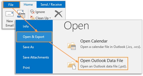 open outlook data file 