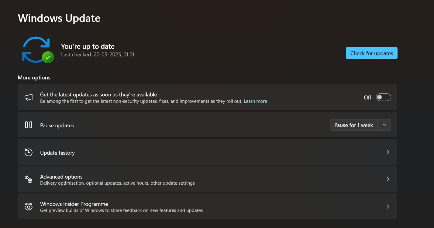 check for windows update 