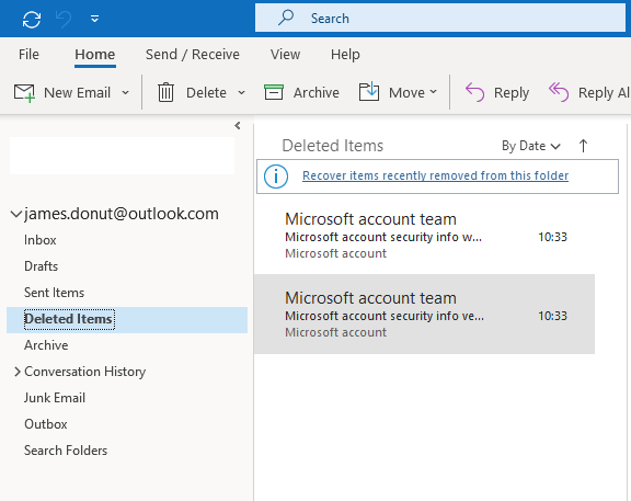 recover deleted items folder 
