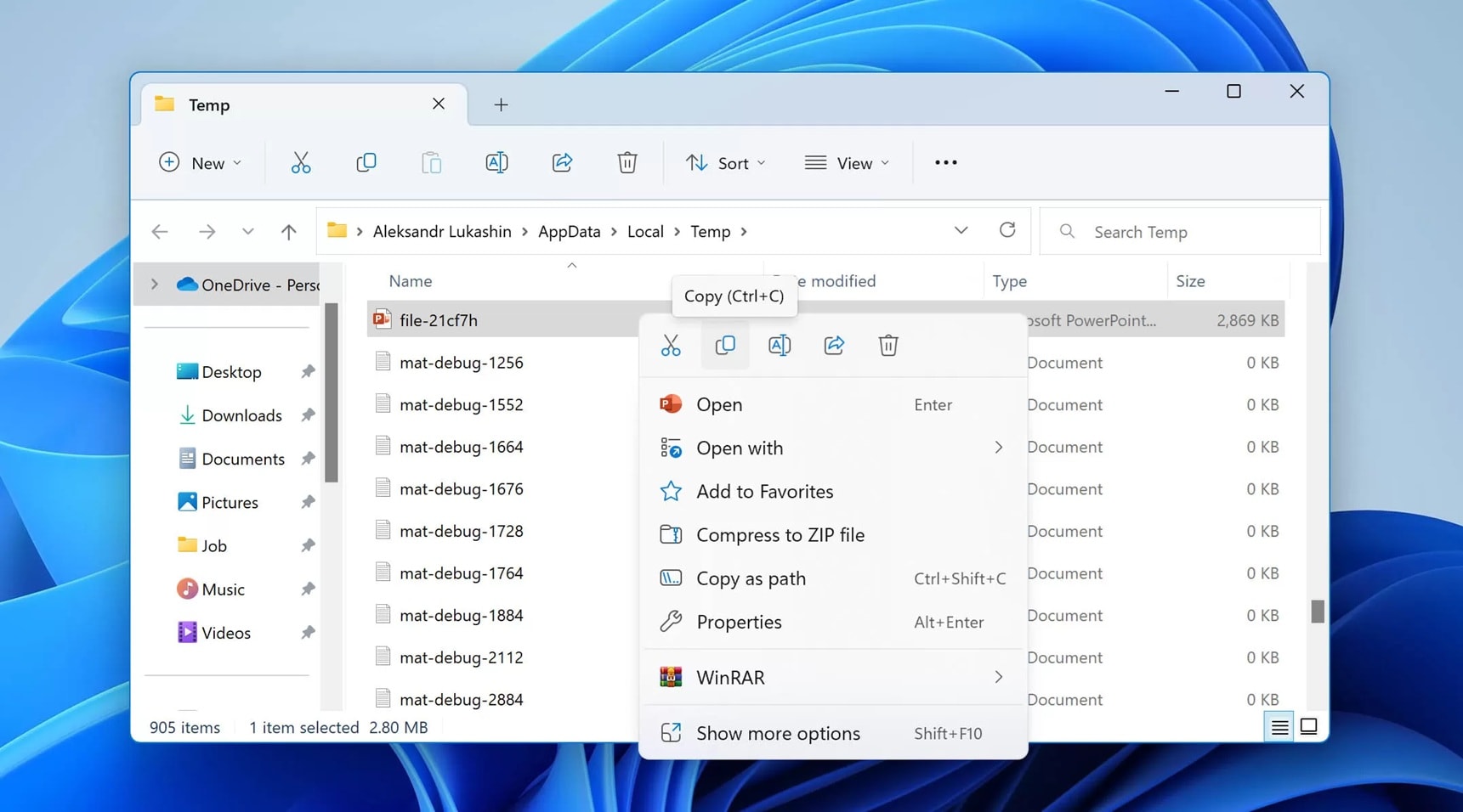 restore ppt from temp folder 