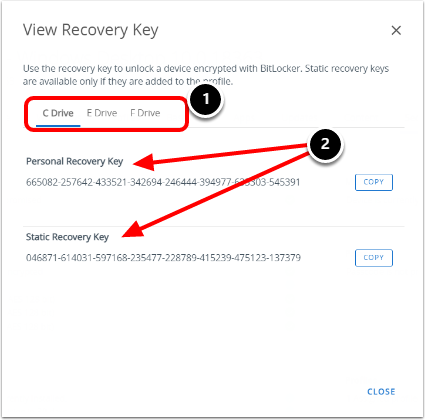 look for recovery keys 
