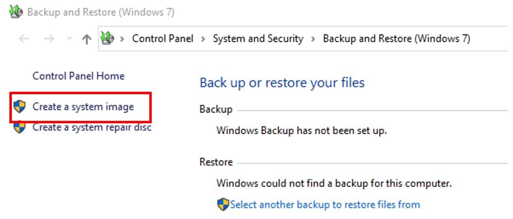 restore files from backup 