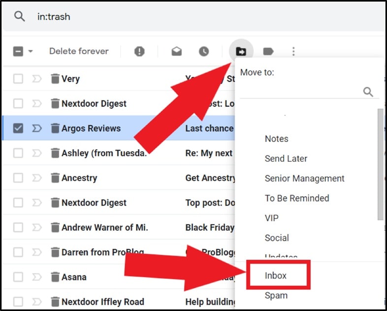 gmail move to inbox 