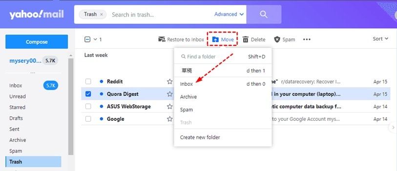 recover lost emails yahoo mail