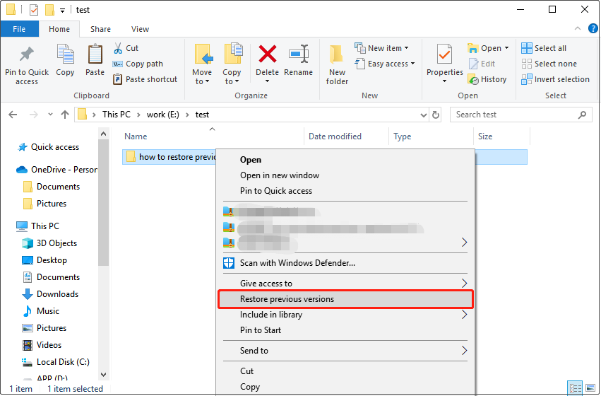 restore previous versions
