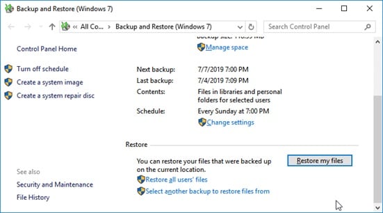restore my files 