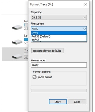 format sd card