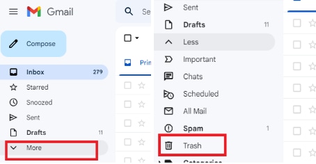 gmail trash bin 