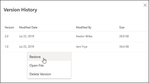 one drive version history 