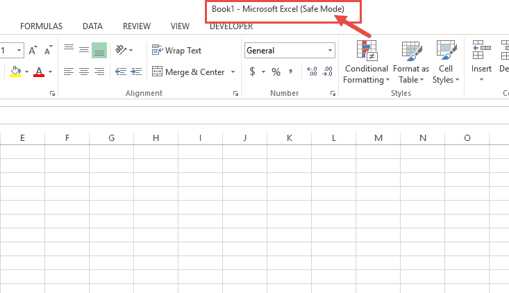 open excel in safe mode 