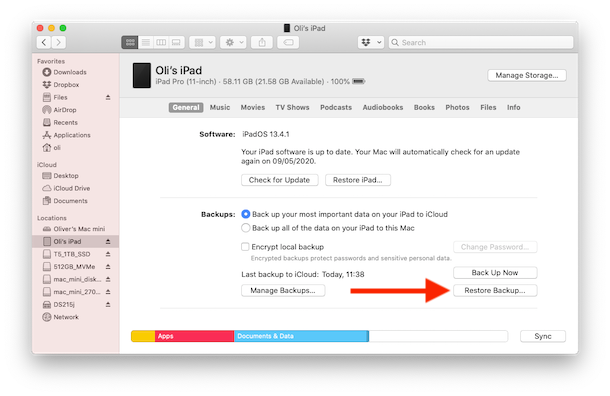restore backup 