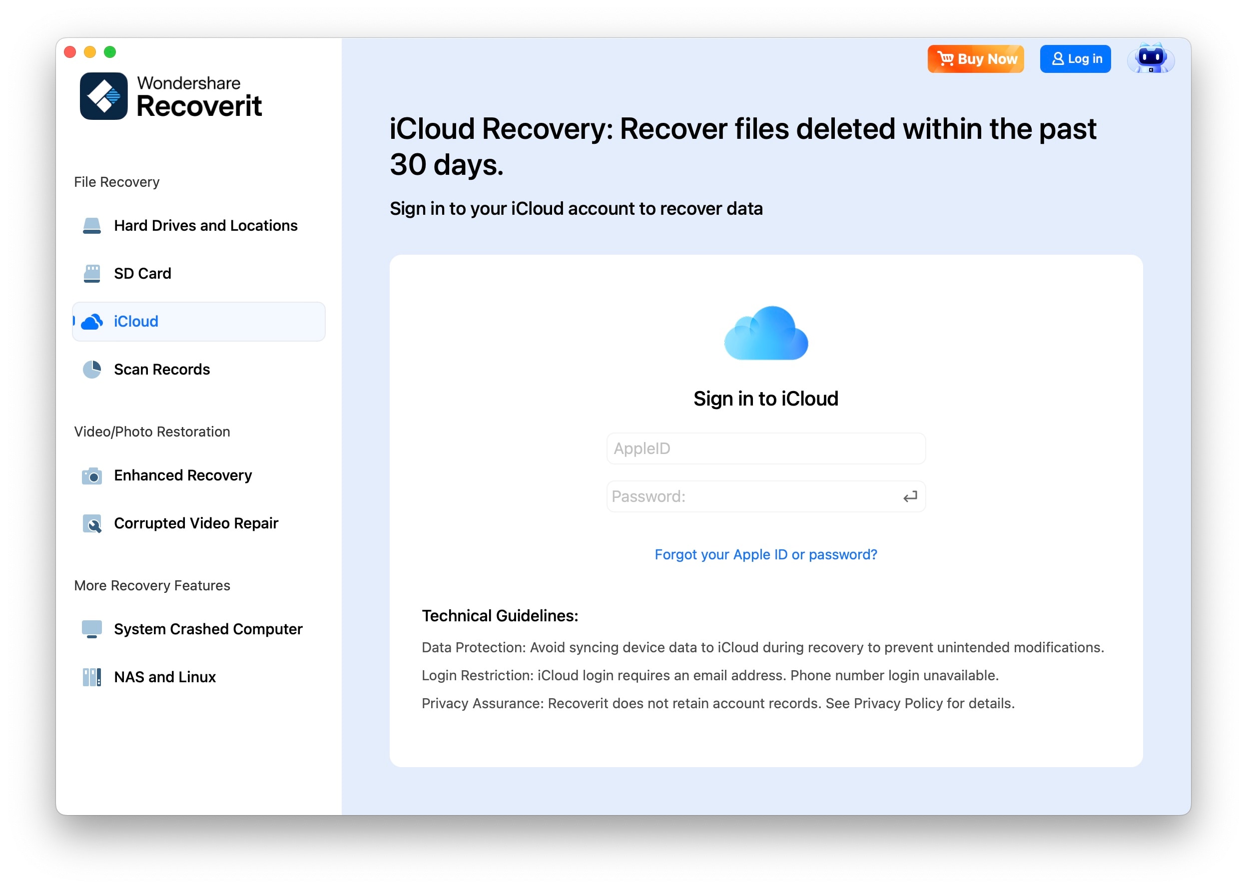 log in iCloud