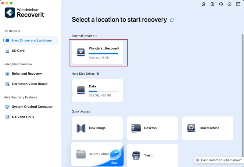 choose the external exfat drive