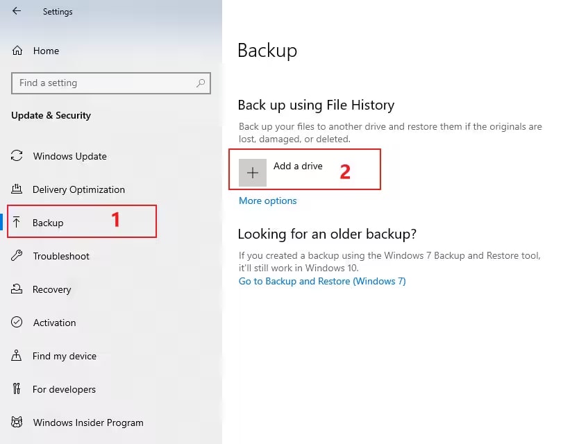 add drive for backup