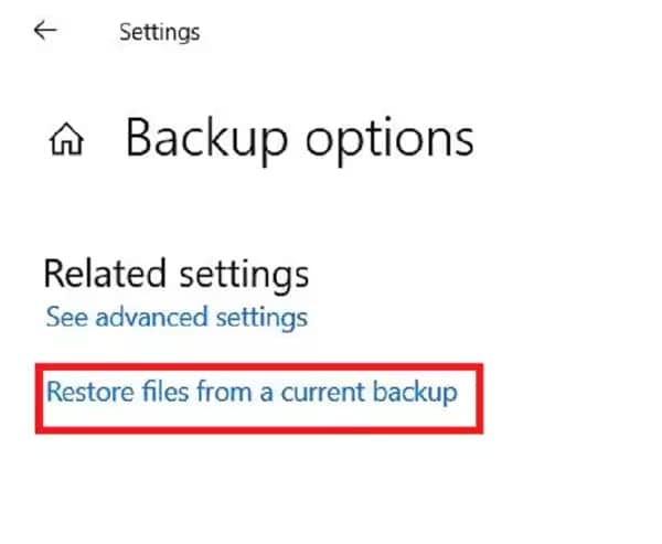 restore files from current backup