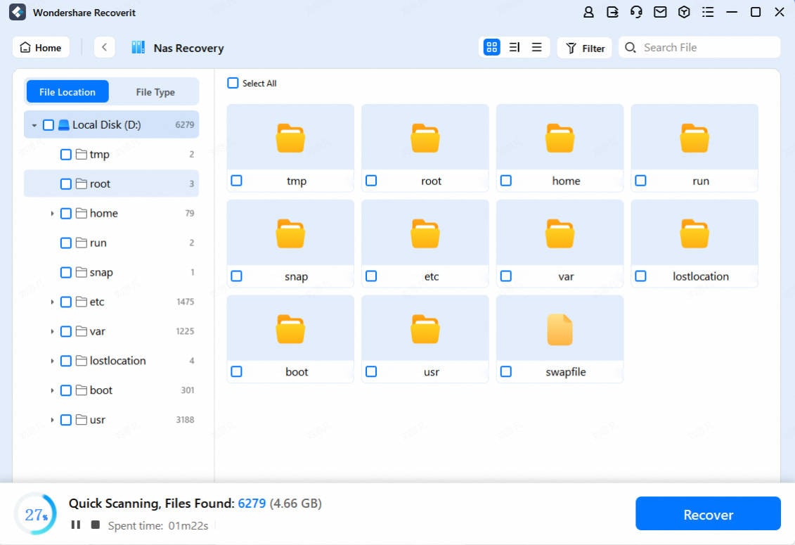 scan lost files with wondershare recoverit