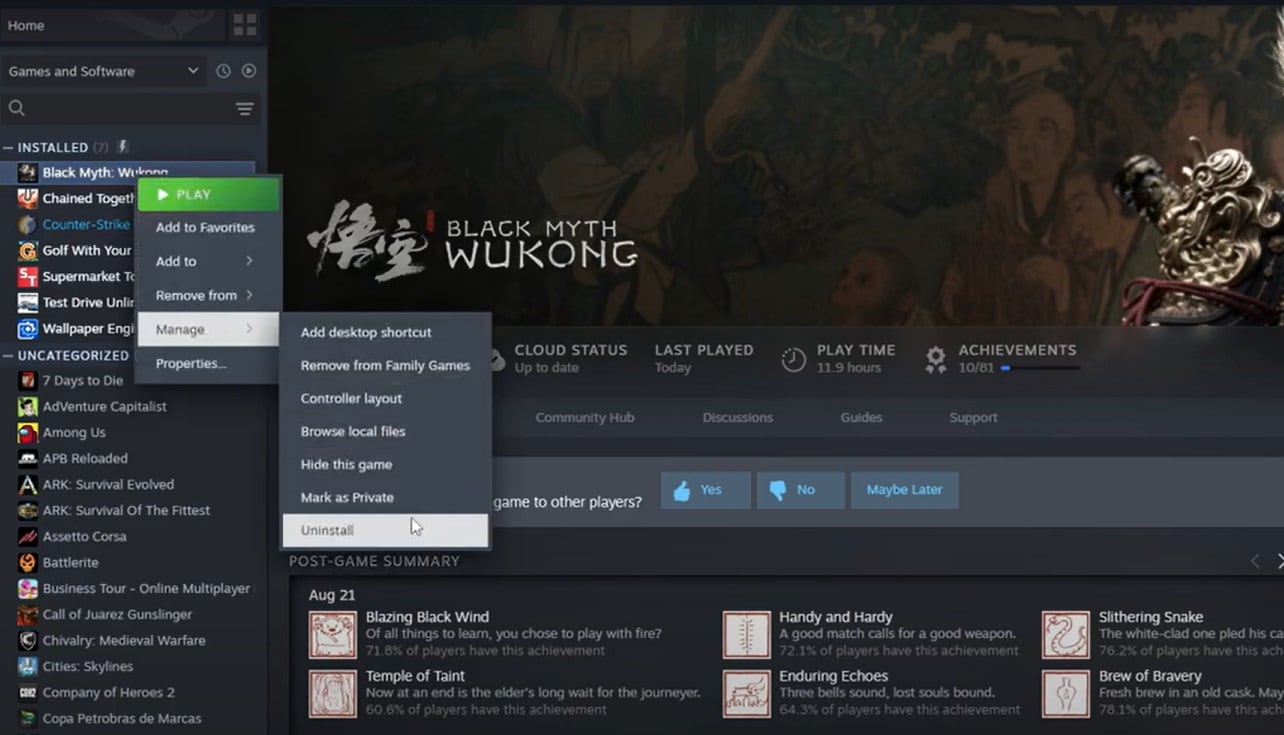 uninstall wukong