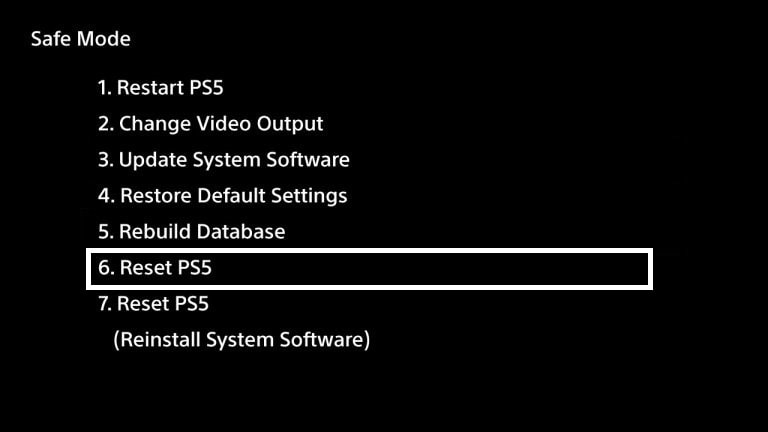 reset ps5