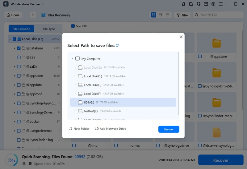 select the path to save files