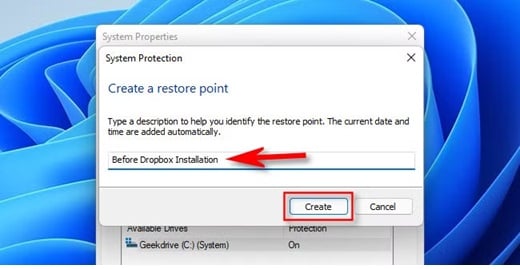 create restore point 