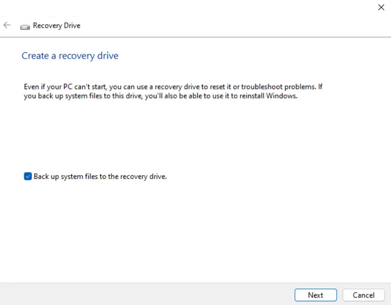 create a recovery drive