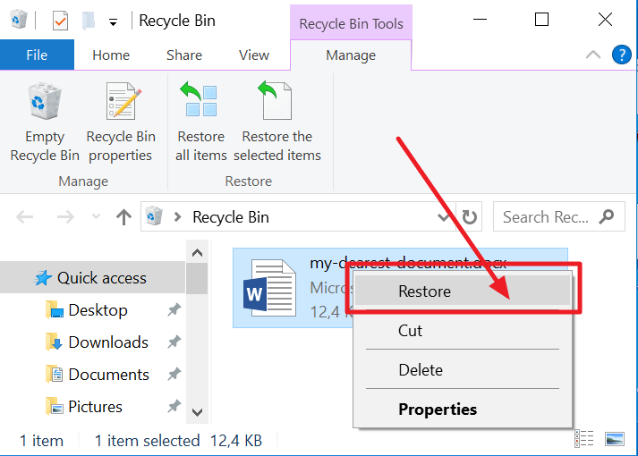 restore from recycle bin 
