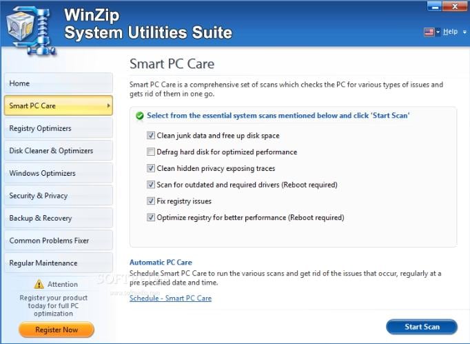System Utilities Suite zum Entfernen unerwünschter Dateien unter Windows
