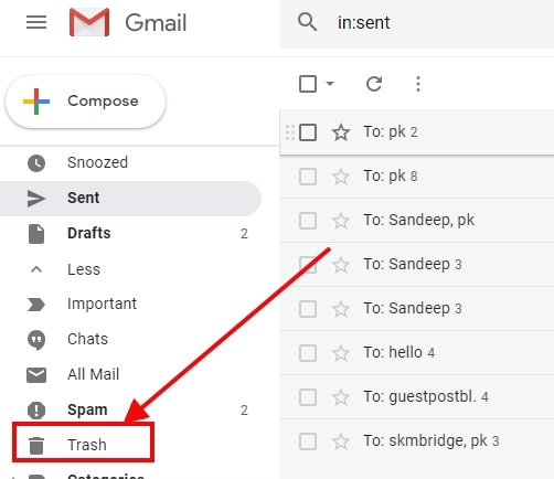 empty trash in gmail
