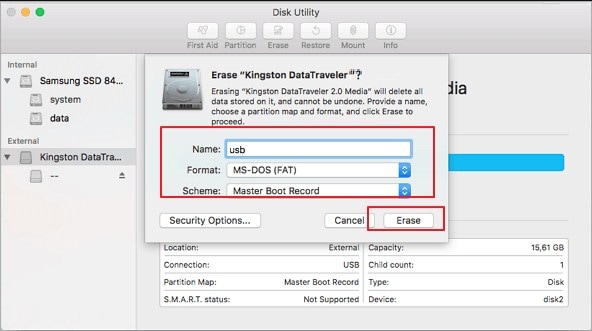 how to reformat external drive command line mac