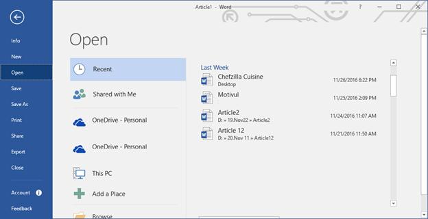 repair word file in MS Word 2016 step 2