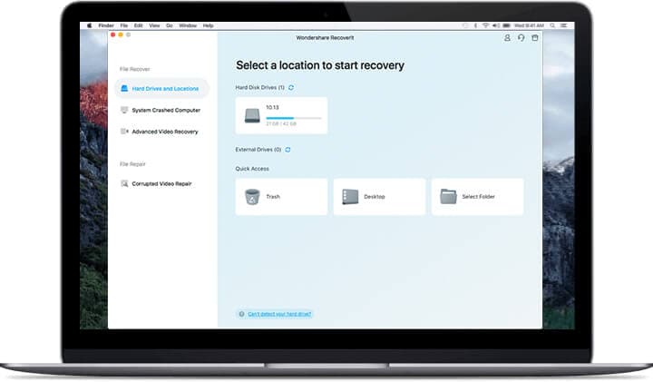 select a location for Mac recovery
