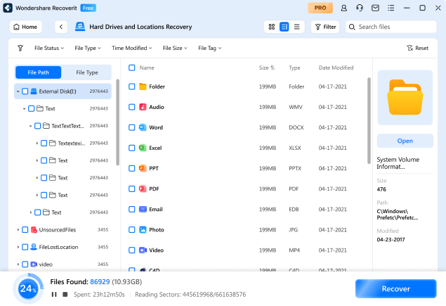 scansiona l'archiviazione dei dati