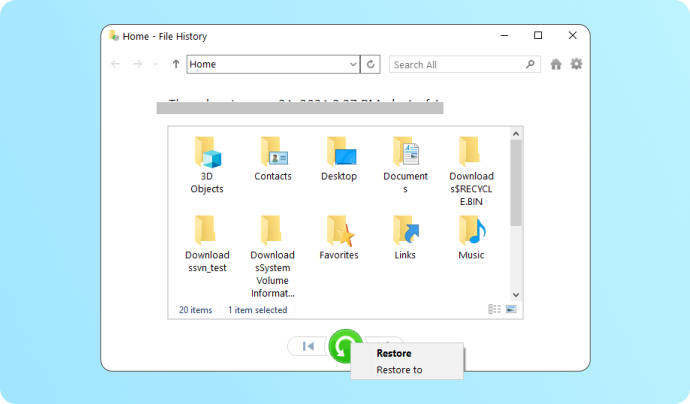 recuperación de la copia de seguridad de excel del historial de archivos