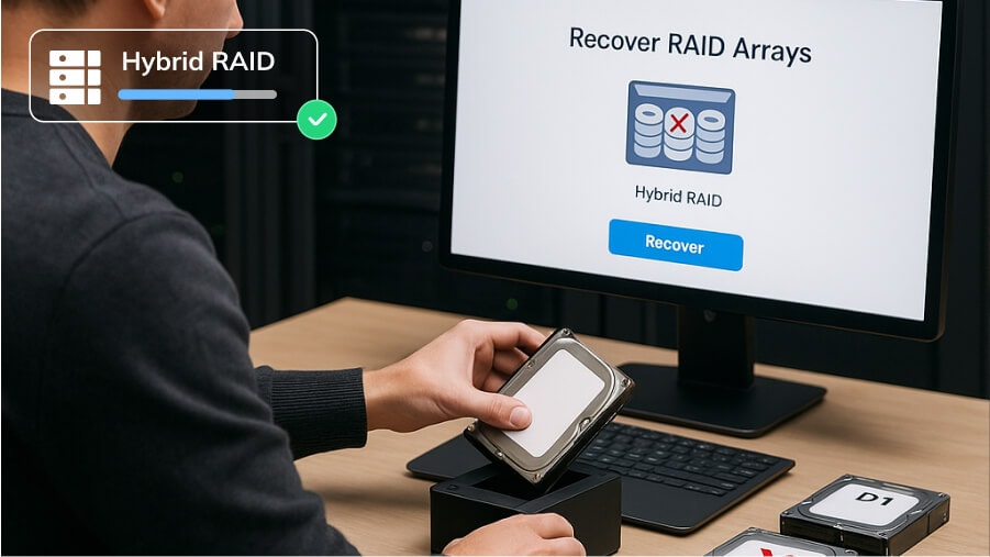 Recover data from hybrid RAID arrays