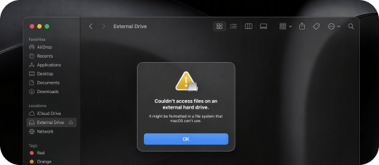 Couldn’t access files on an external hard drive