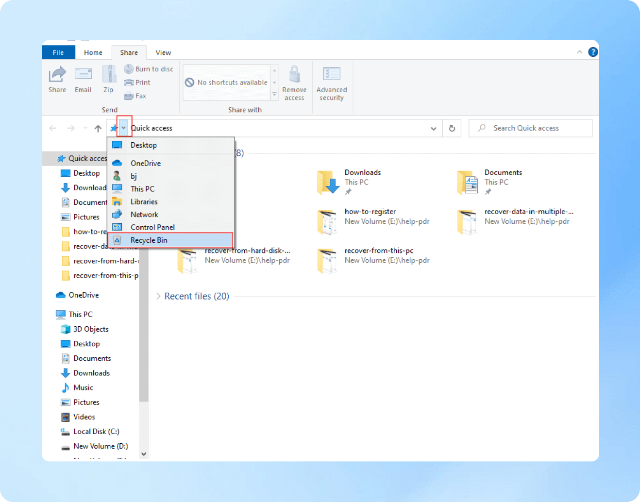 method 1recover from recycle bin
