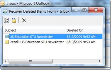 restore deleted email from Outlook 2007 step 2