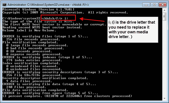 exécutez la commande chkdsk Windows