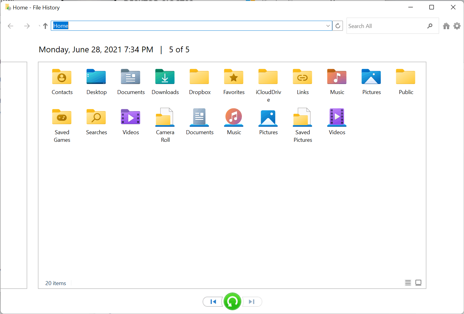 windows file history 