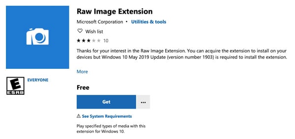 raw image extension