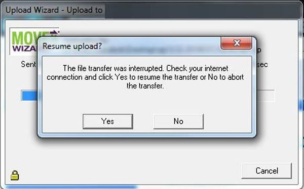 sudden interruption of file transfer