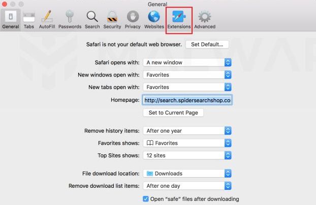 Étape 1 - Suppression des extensions malveillantes sur Apple Safari 3