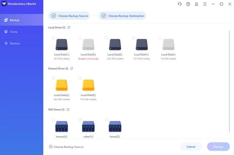 select a storage drive