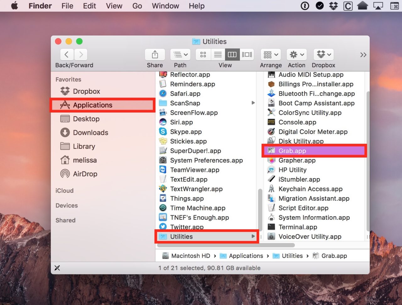 Choose Screenshot Type Grab App Mac