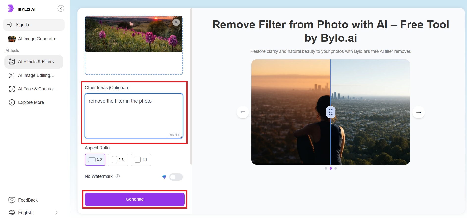 click generate