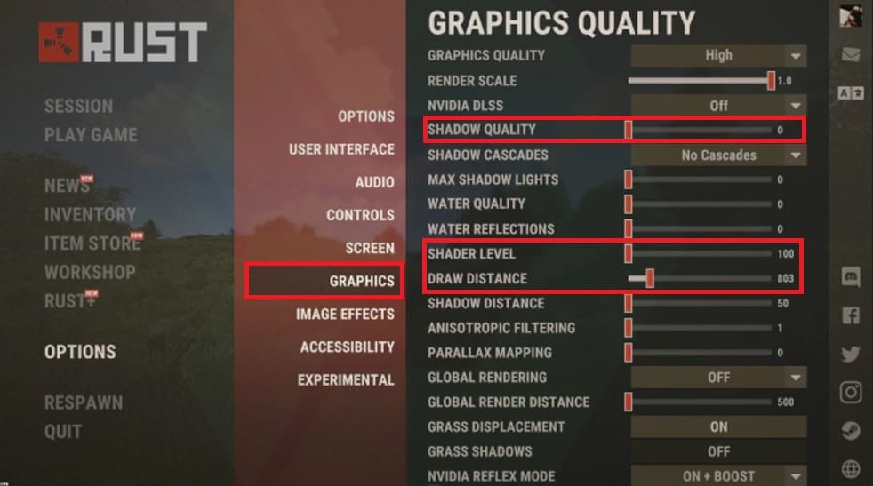 rust graphics settings
