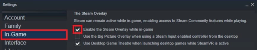 disable the steam overlay while in game